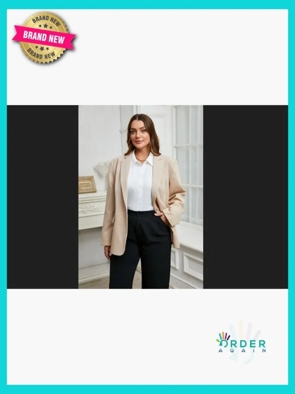 Plus Size Blazer Notch Collar Long Sleeve Work Office Open Front Suit Jacket